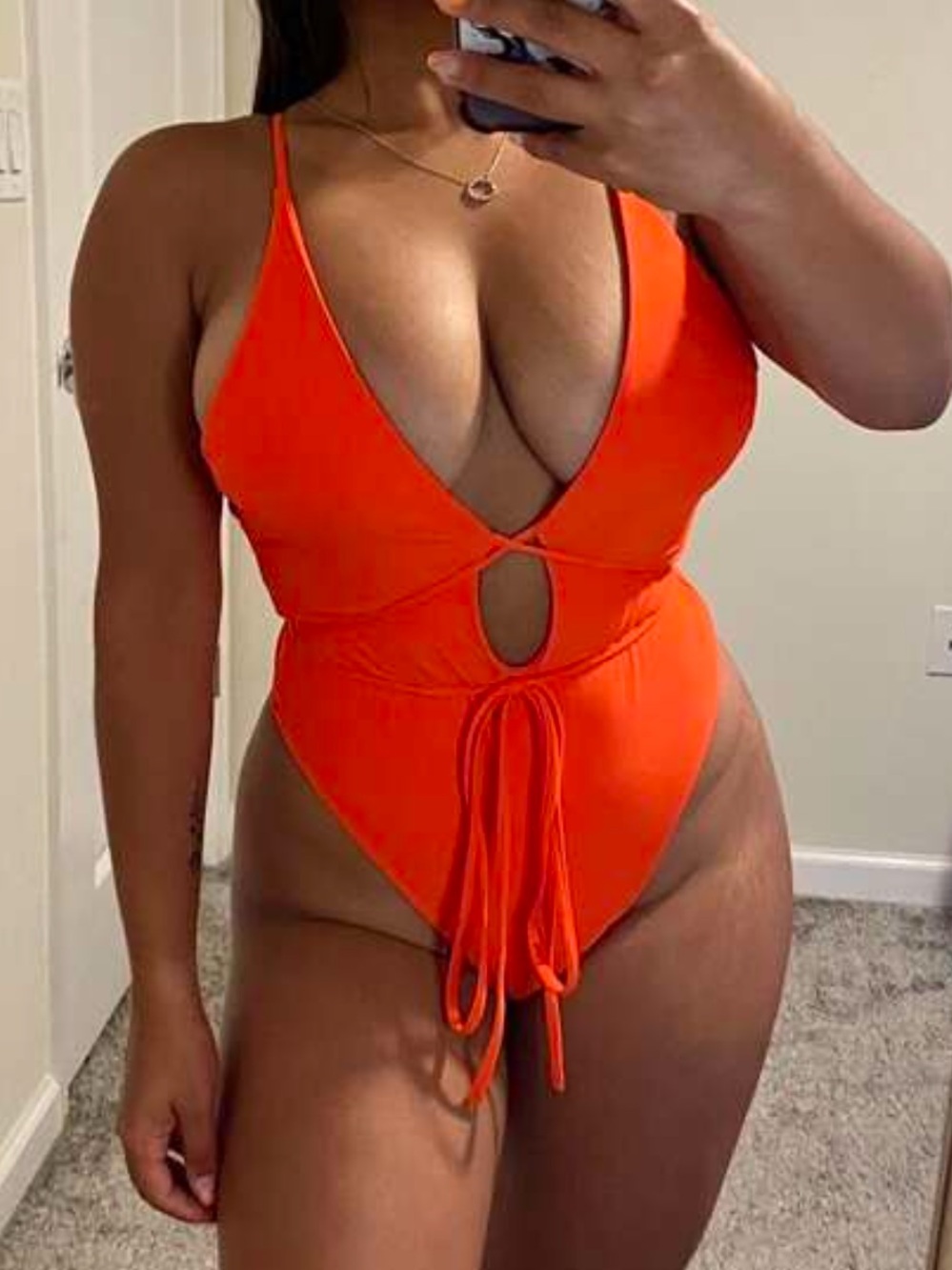 Orange Tie Up One Piece